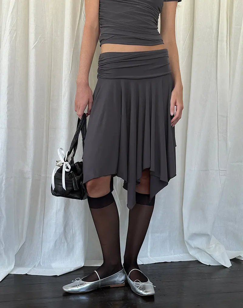 Norali Waterfall Midi Skirt In Grey 1