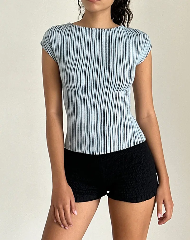 Nova Top In Jersey Blue And Black Stripe 1