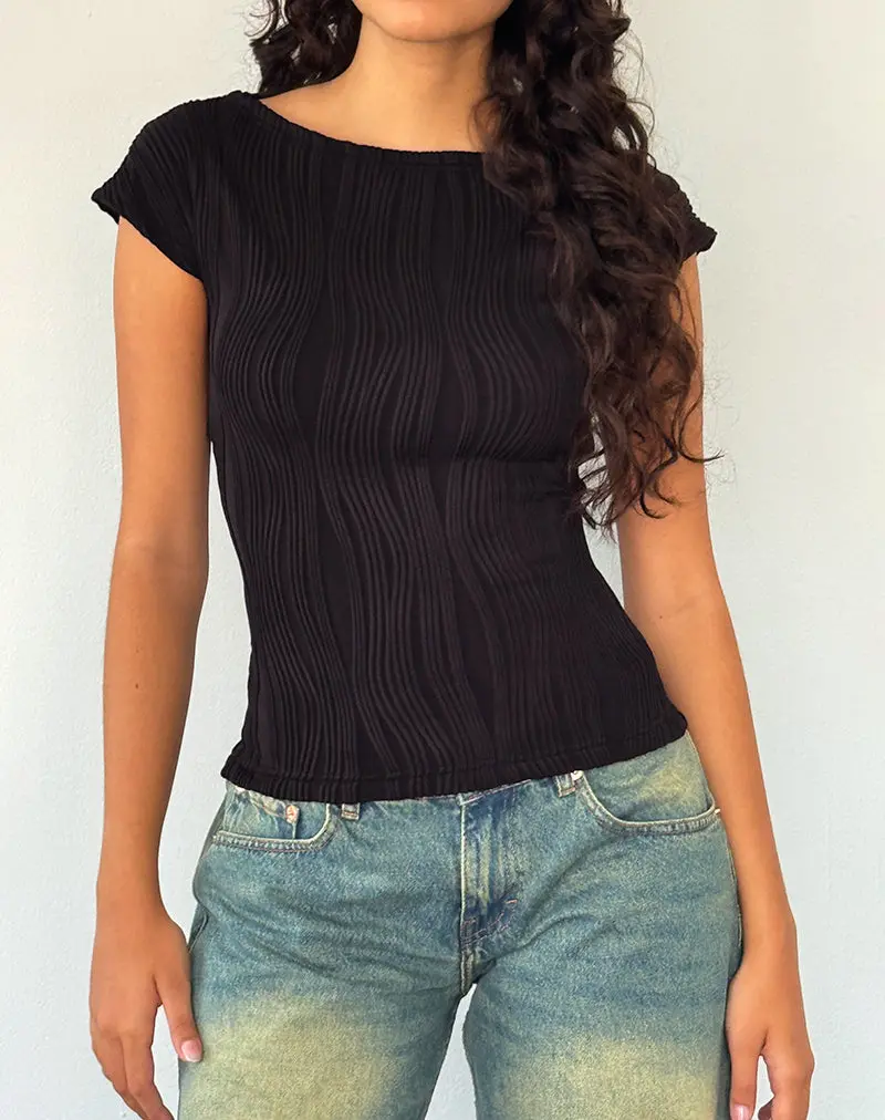 Nova Top In Crinkle Black 1