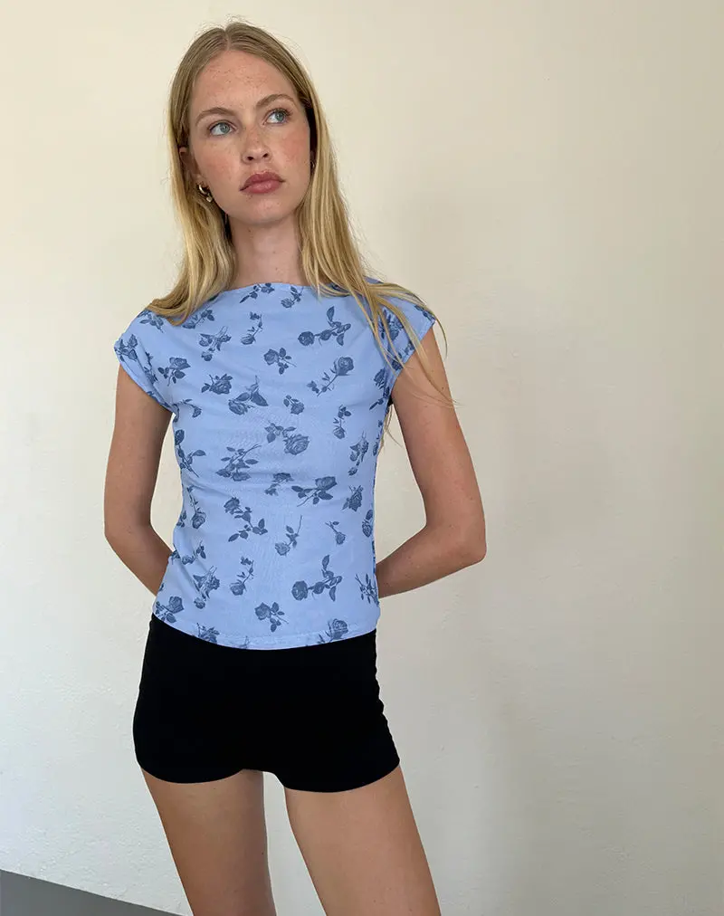 Nova Top In Inky Blue Floral Mesh 1