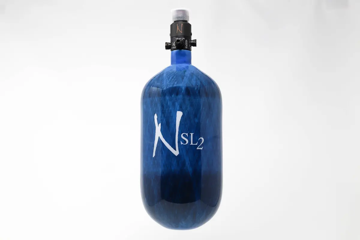 Ninja Sl2 77/4500 Carbon Fiber Paintball Tank - Blue - Standard Adjustable Regulator 1