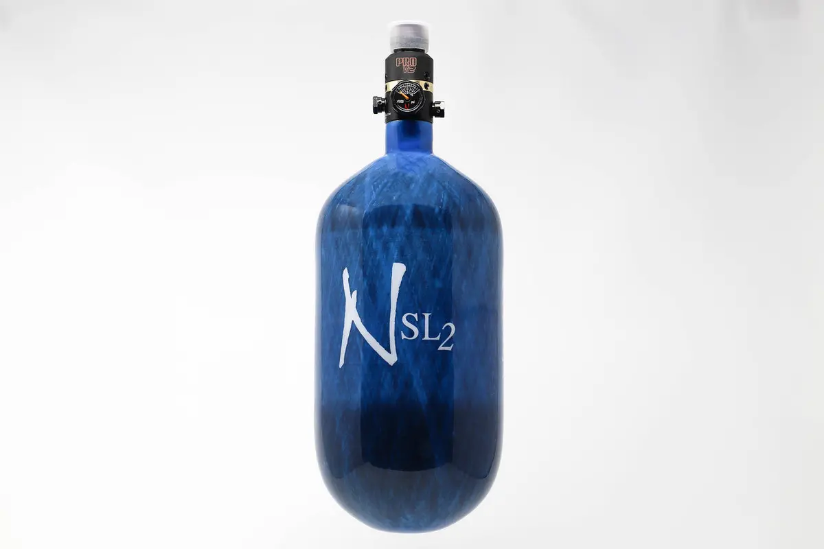 Ninja Sl2 77/4500 Carbon Fiber Paintball Tank - Blue - Prov2 Regulator 1