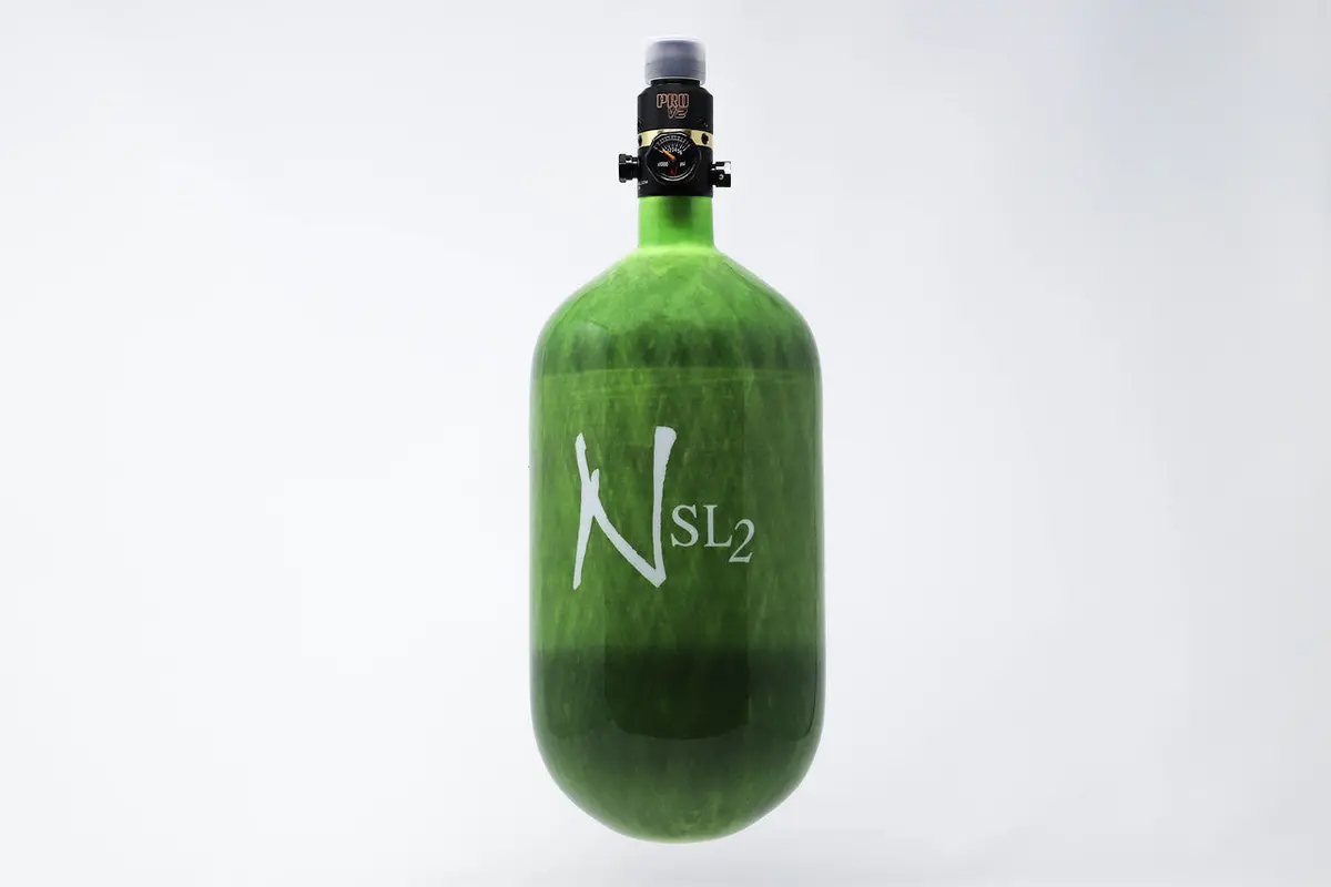 Ninja Sl2 77/4500 Carbon Fiber Paintball Tank - Lime - Prov2 Regulator 1