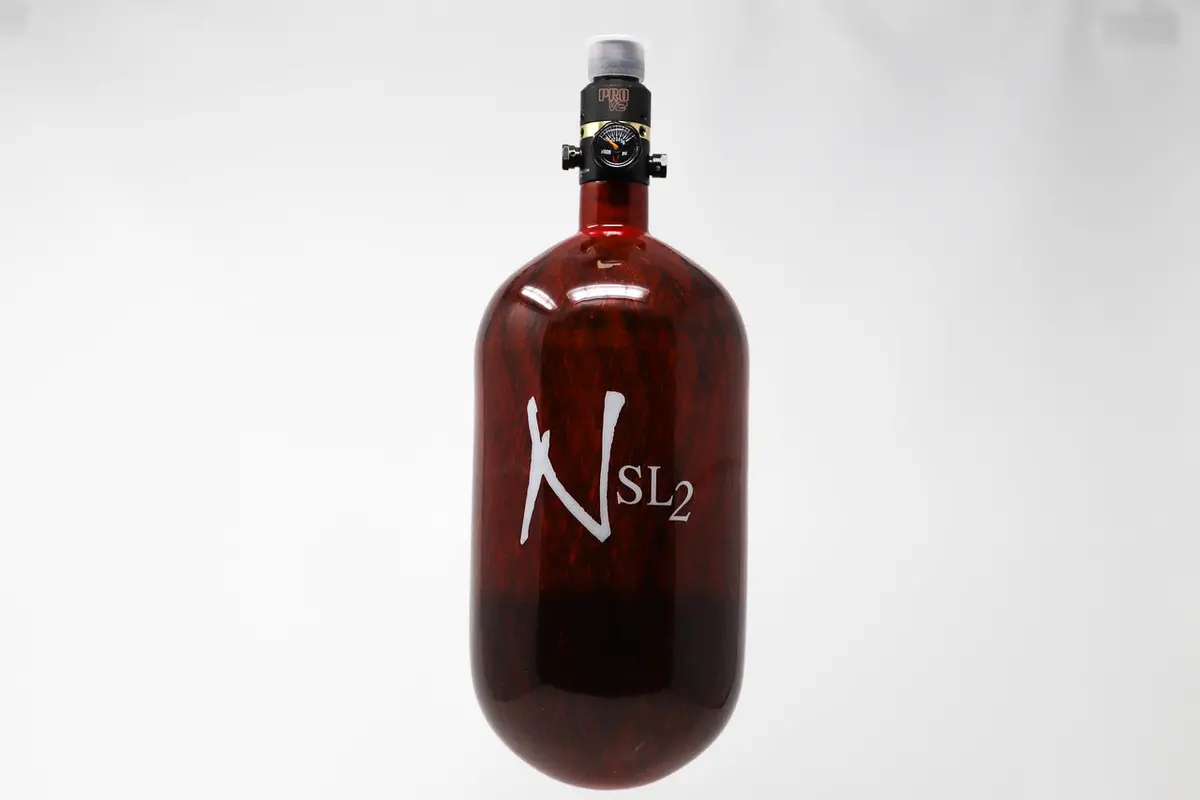 Ninja Sl2 77/4500 Carbon Fiber Paintball Tank - Red - Prov2 Regulator 1