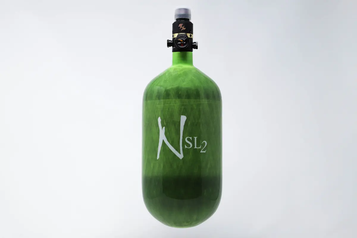Ninja Sl2 77/4500 Carbon Fiber Paintball Tank - Lime - Prov2 Shp Regulator 1