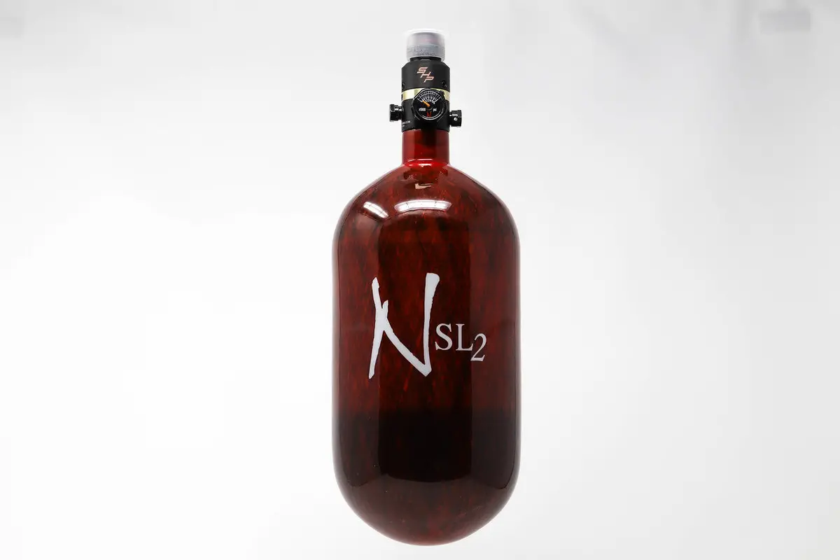 Ninja Sl2 77/4500 Carbon Fiber Paintball Tank - Red - Prov2 Shp Regulator 1