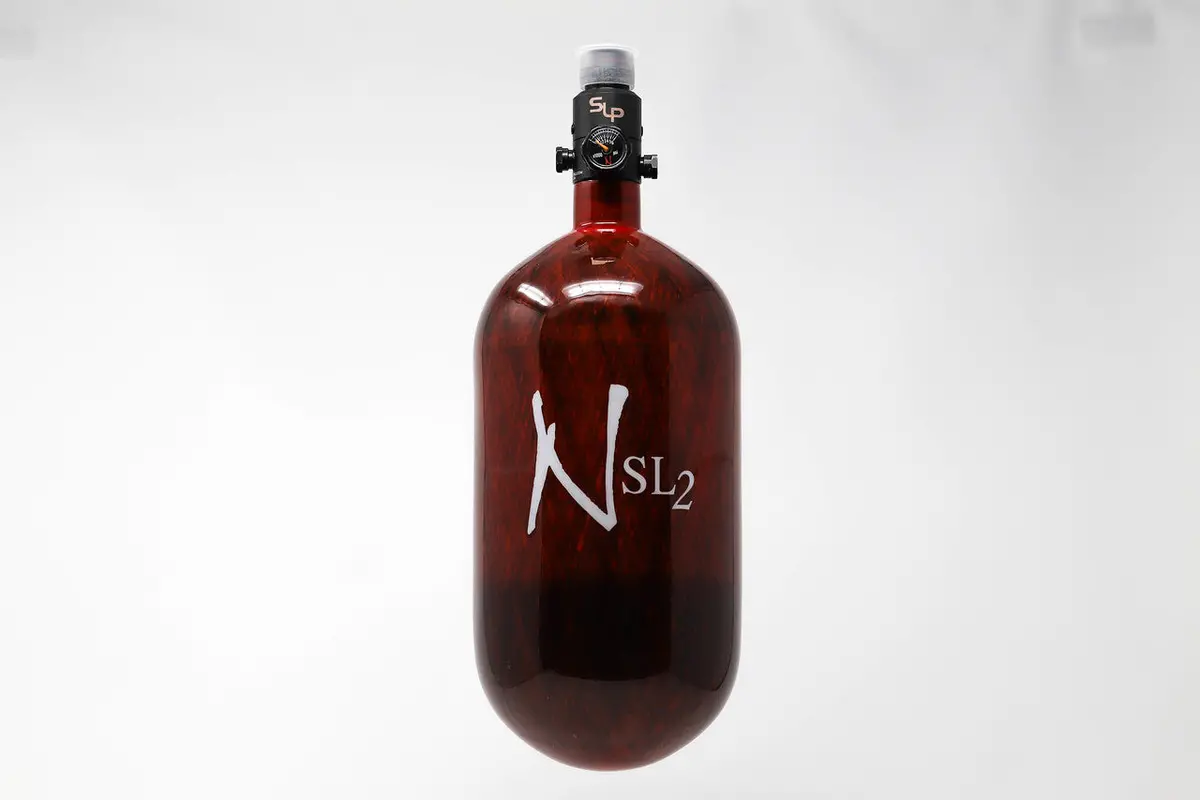 Ninja Sl2 77/4500 Carbon Fiber Paintball Tank - Red - Prov2 Slp Regulator 1