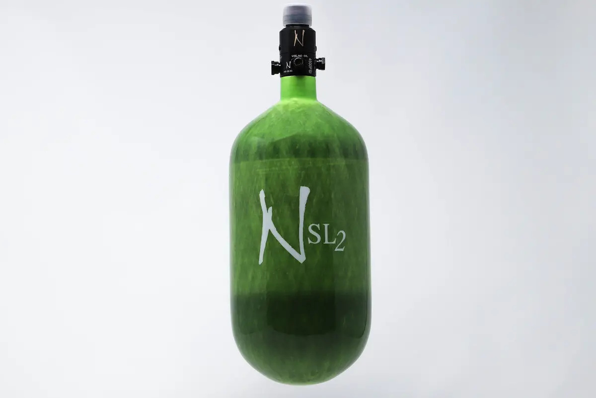 Ninja Sl2 77/4500 Carbon Fiber Paintball Tank - Lime - Standard Adjustable Regulator 1
