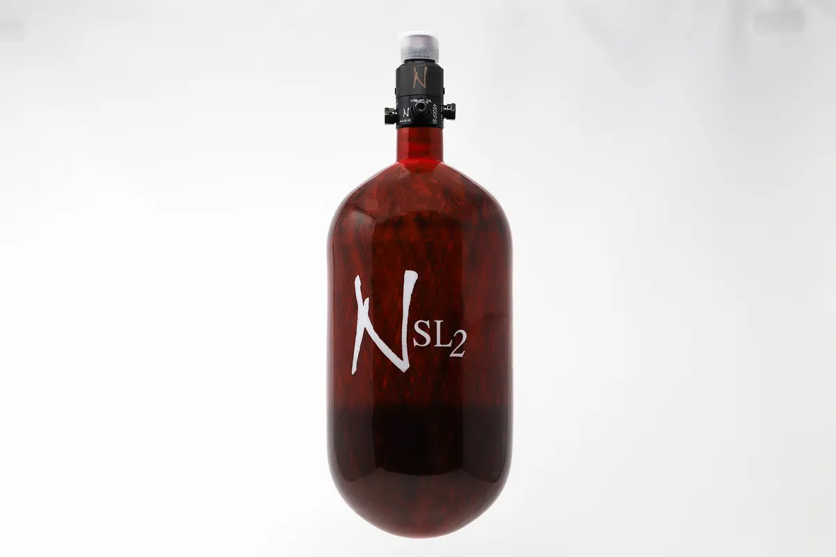 Ninja Sl2 77/4500 Carbon Fiber Paintball Tank - Red - Standard Adjustable Regulator 1