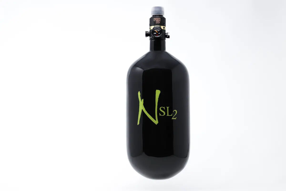 Ninja Sl2 77/4500 Carbon Fiber Paintball Tank - Black/Lime - Prov2 Regulator 1