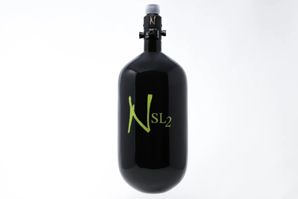 Ninja Sl2 77/4500 Carbon Fiber Paintball Tank - Black/Lime - Standard Adjustable Regulator 1