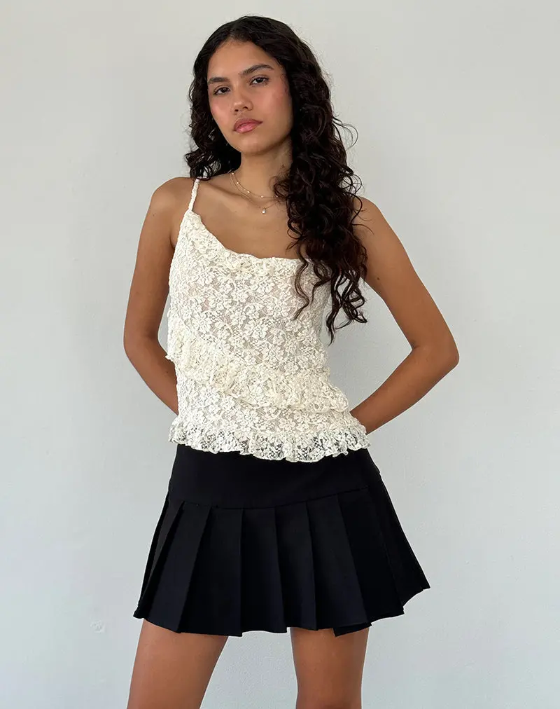 Octavia Asymmetric Cami Top In Lace Ivory 1