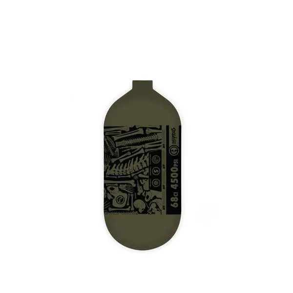 Infamous Air "Bones" Paintball Tank - Bottle Only - Black/Olive - 68Ci / 4500Psi 1