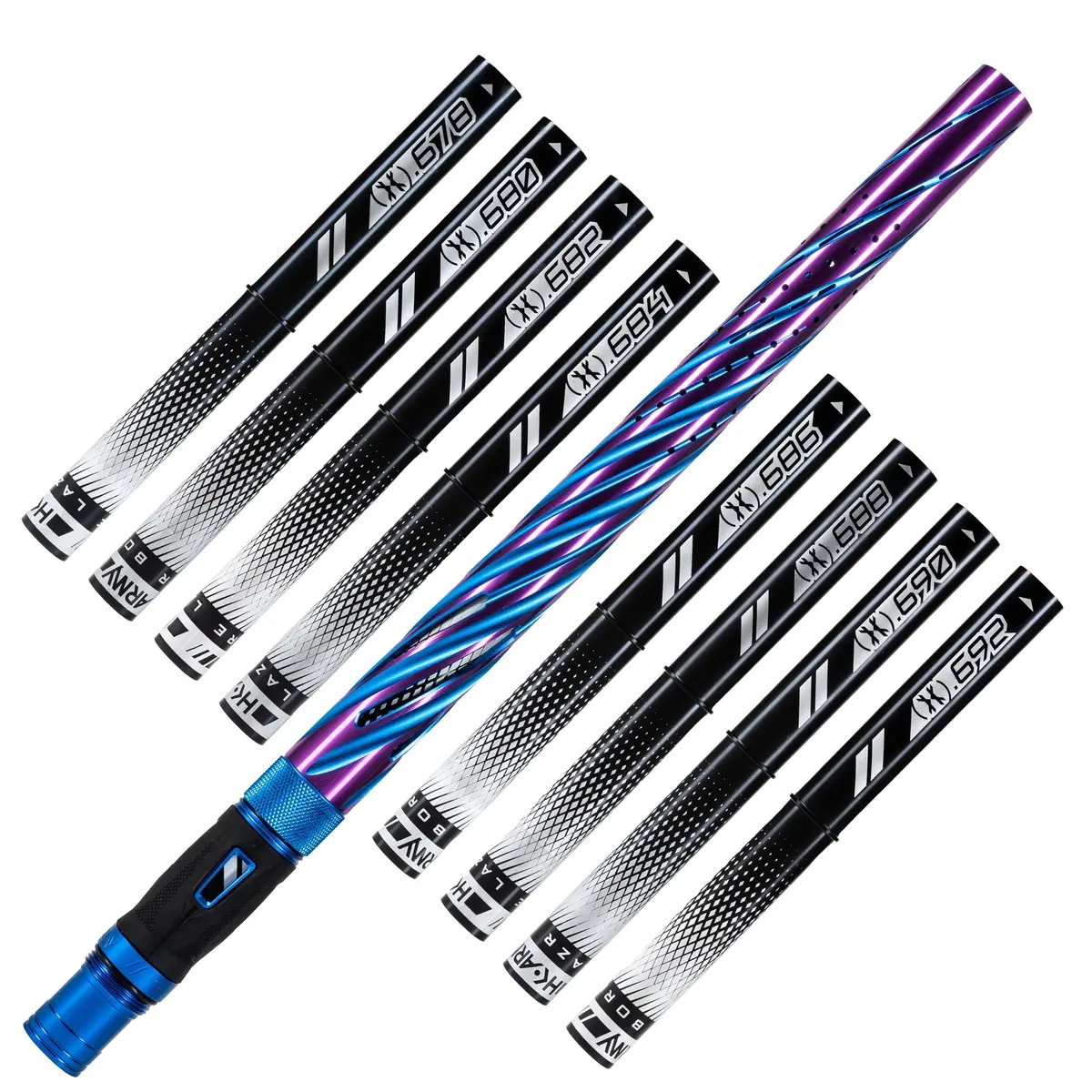 Hk Army Lazr Barrel Kit - Elite Orbit - Autococker Thread - Dust Blue/Purple - Black Inserts 1