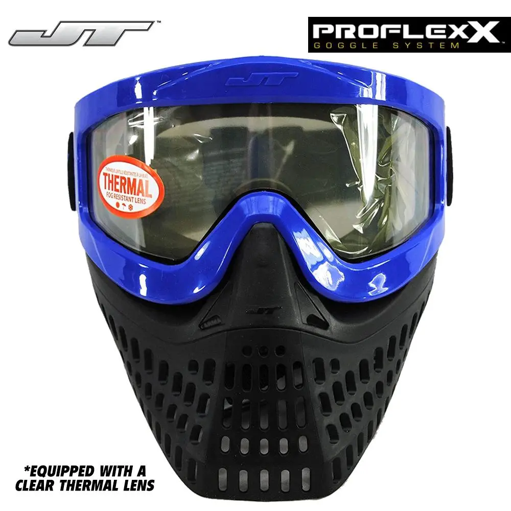 Jt Proflex X Thermal Paintball Mask - Blue Frame And Strap W/ Quick Change System 1