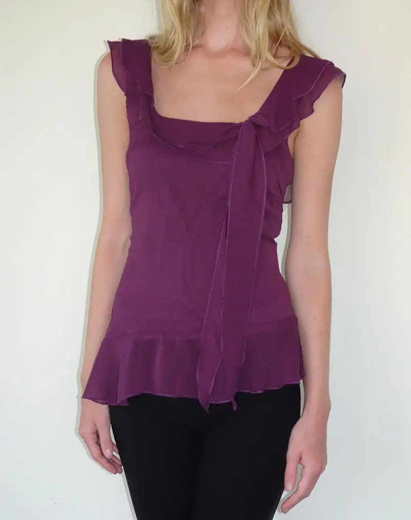 Piro Top In Chiffon Aubergine 1