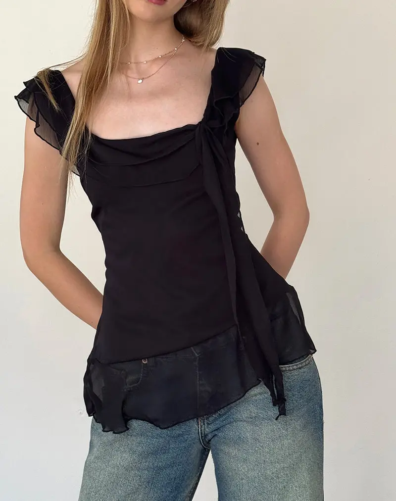 Piro Top In Chiffon Black 1