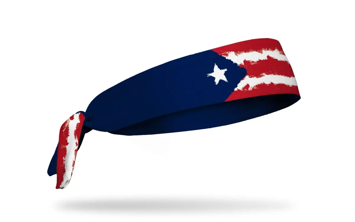 Puerto Rico Painted Flag Flex Tie Headband 1