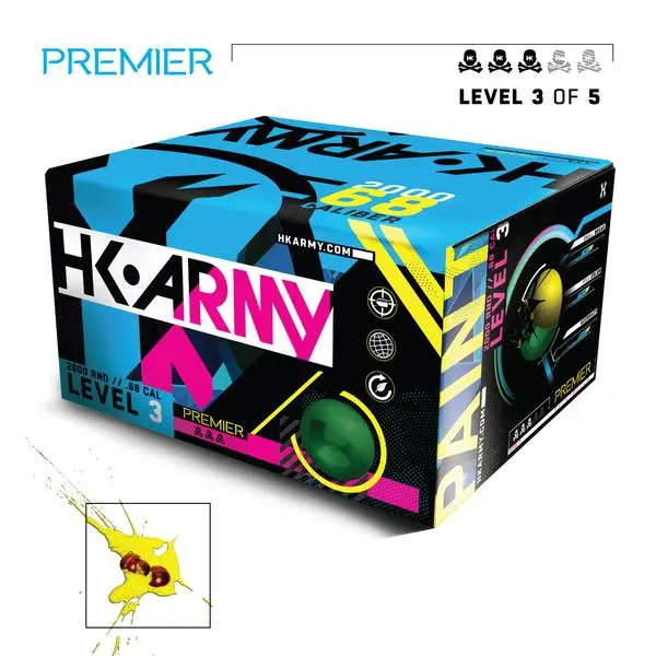 Hk Army Premier Paintballs - Level 3 - Pearl Pink Shell / Yellow Fill 1