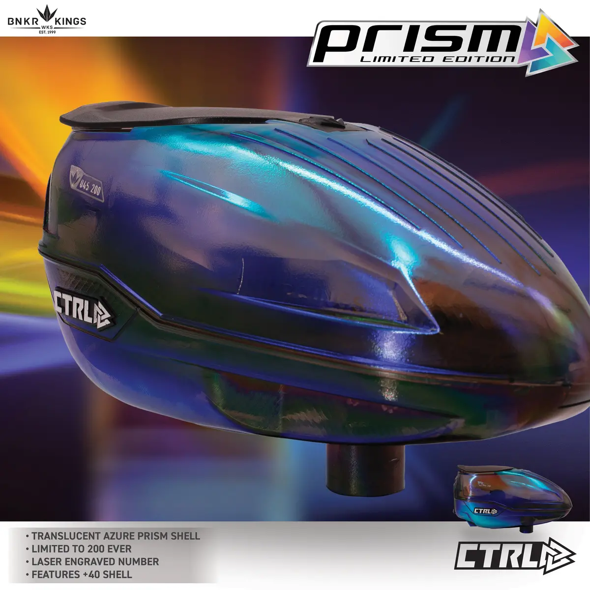 Bunkerkings Prism Ctrl Paintball Loader - Azure (+40 Shell) 1