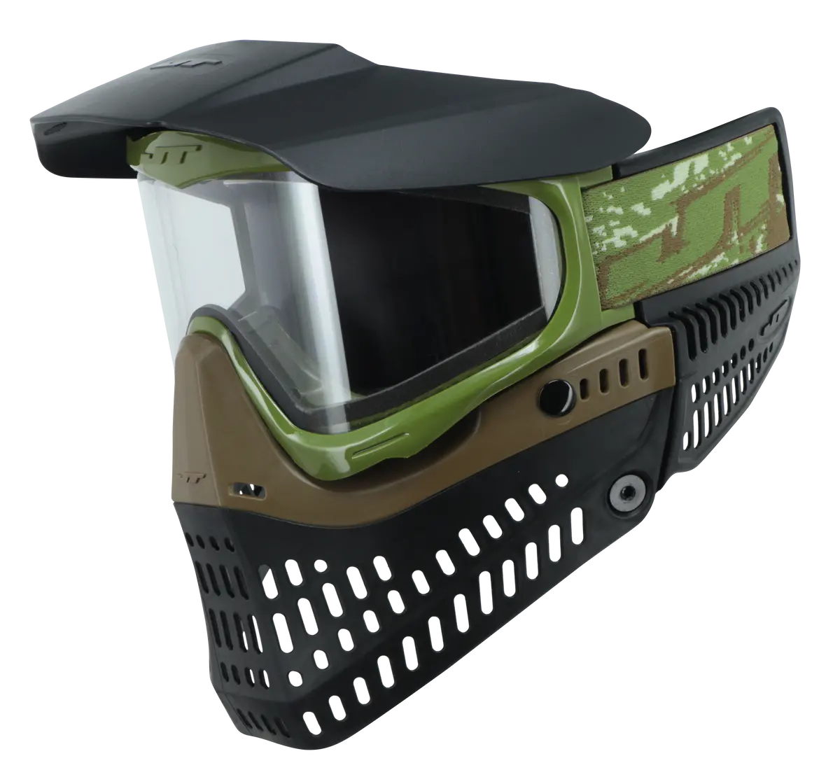 Jt Proflex Paintball Mask - Se Olive & Brown W/ Clear Thermal Lens 1
