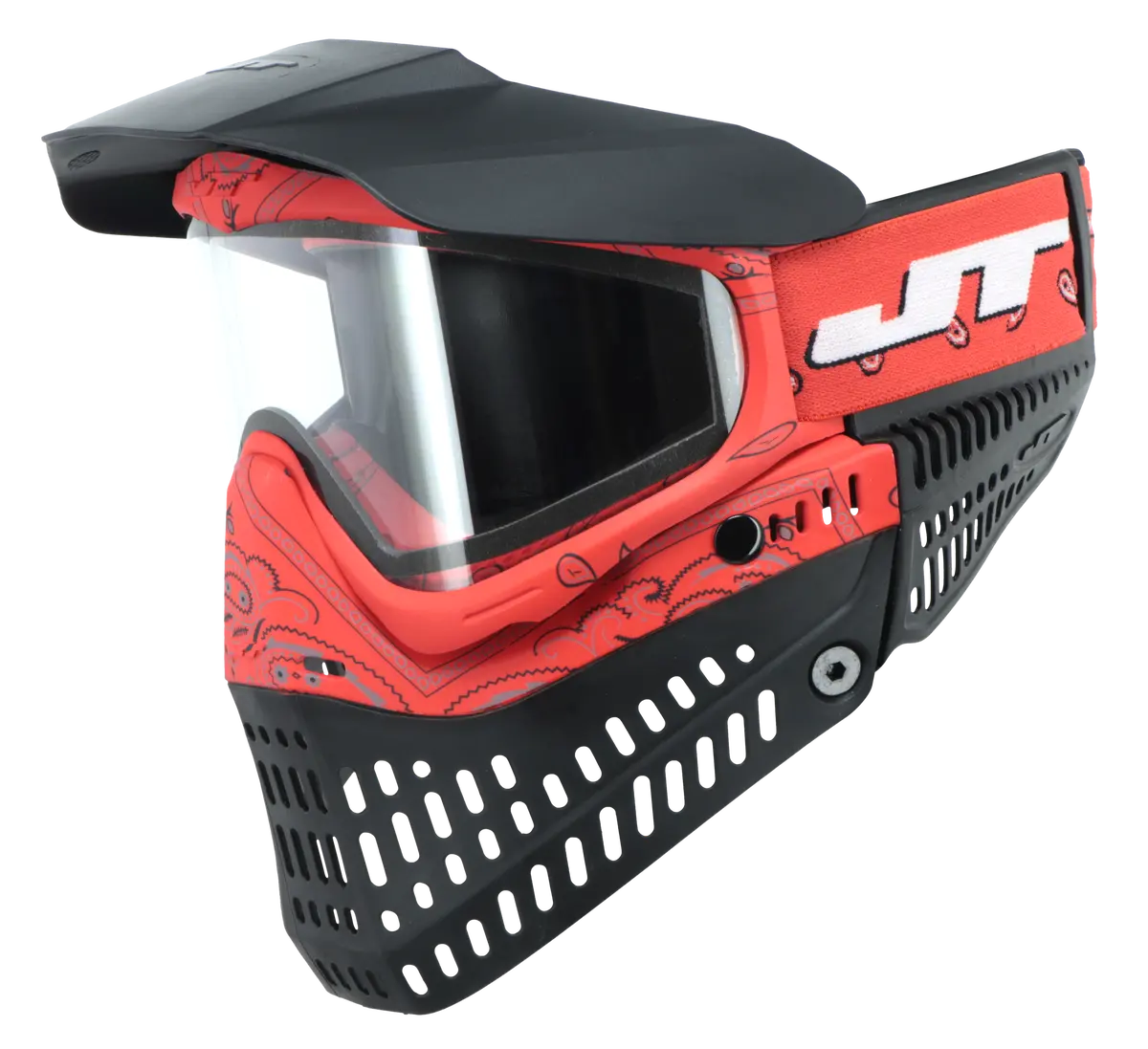 Jt Proflex Paintball Mask - Le Bandana Series - Red W/ Clear & Smoke Lens 1