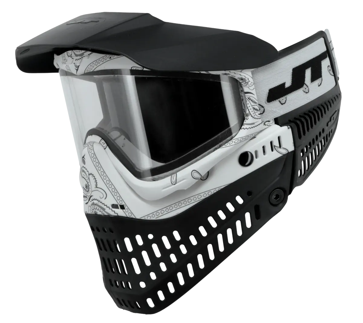 Jt Proflex Paintball Mask - Le Bandana Series - White W/ Clear & Smoke Lens 1