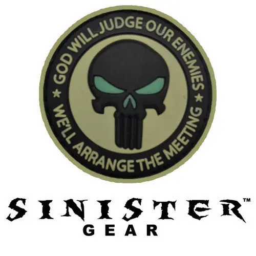 Sinister Gear "Punisher Meeting" Pvc Patch - Black/Tan 1