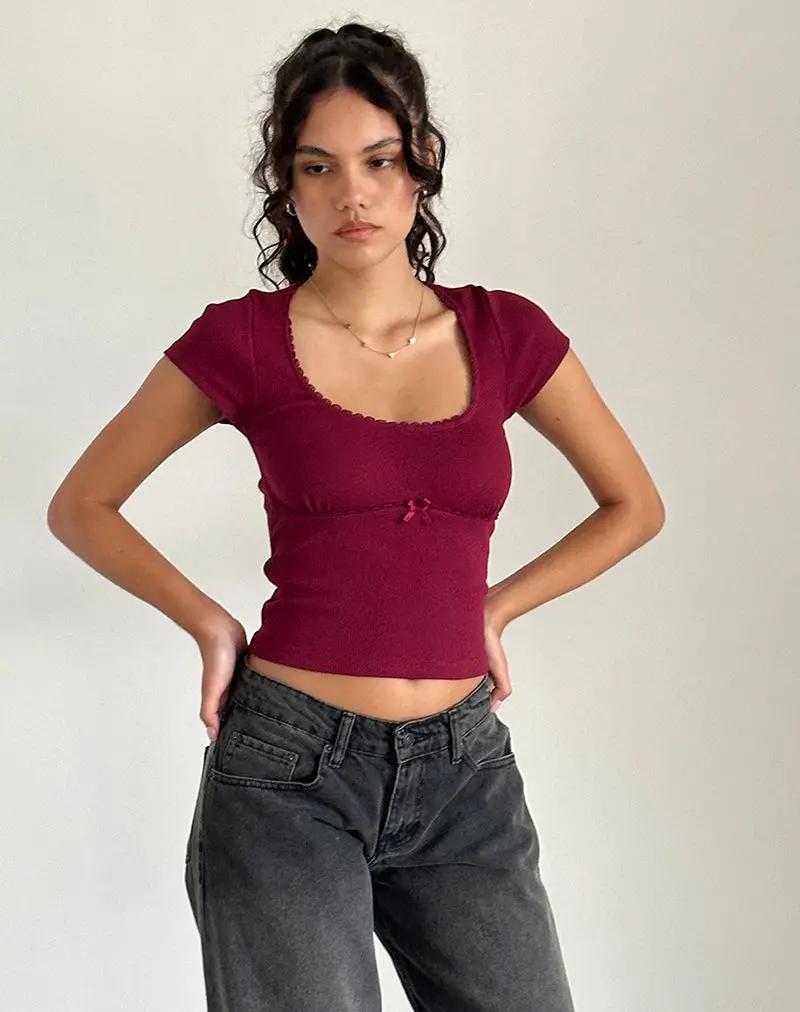 Rada Top In Rib Burgundy 1