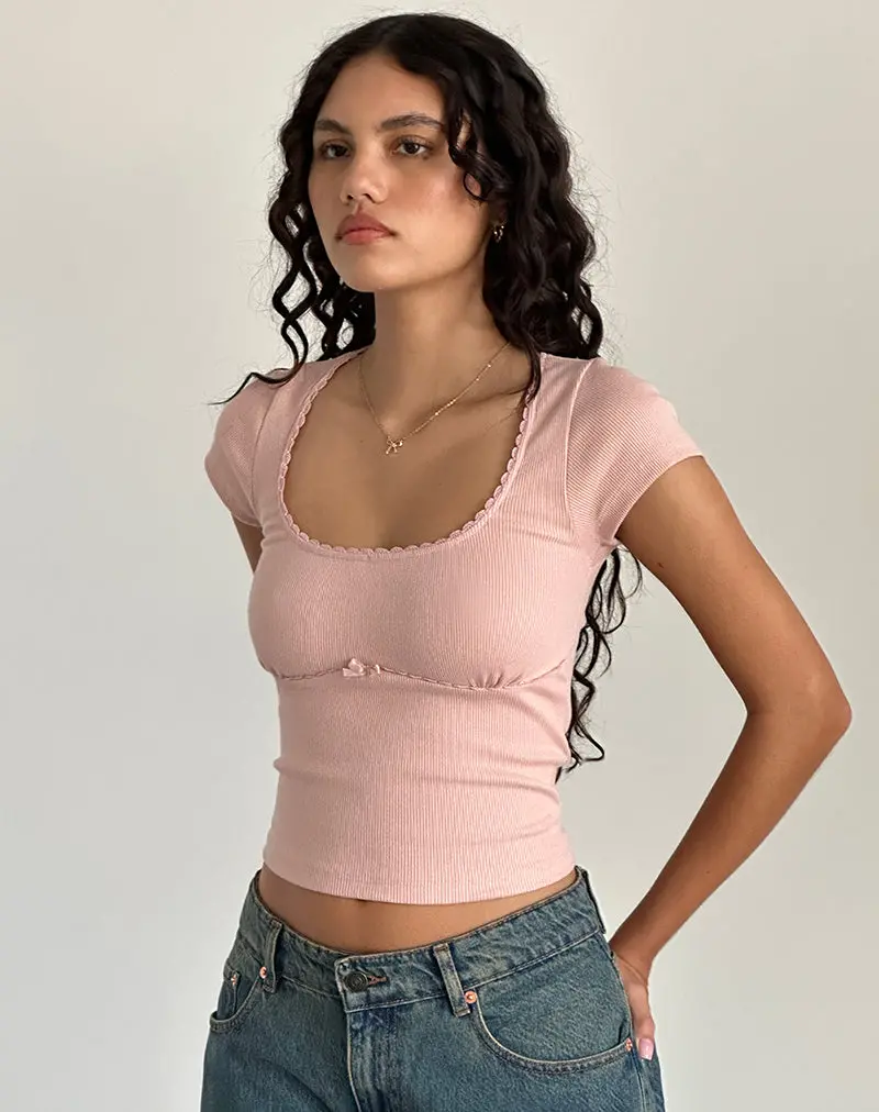 Rada Top In Rib Pink Lady 1