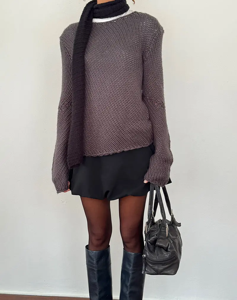 Ranvir Knitted Jumper In Charcoal 1