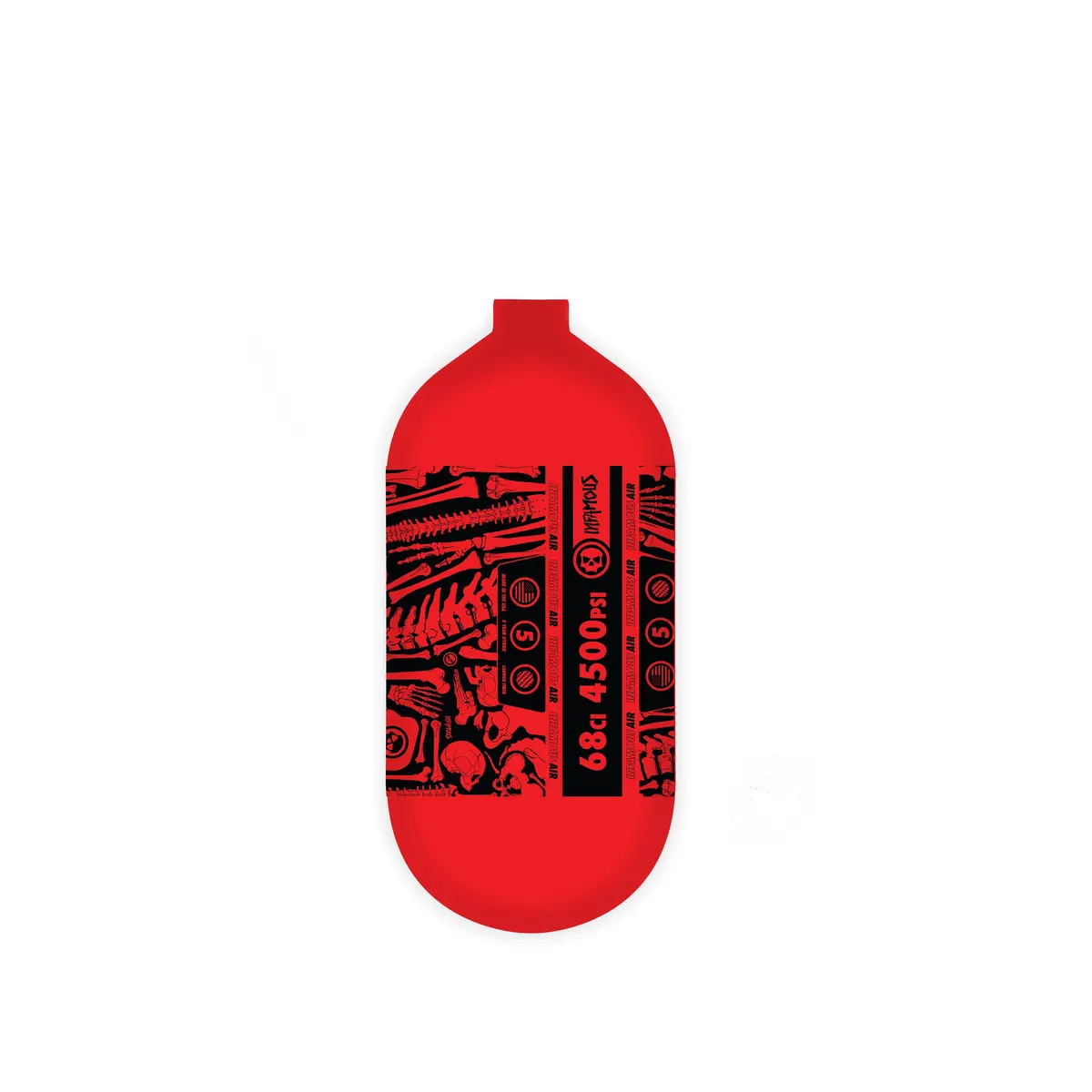 Infamous Air "Bones" Paintball Tank - Bottle Only - Red/Black - 68Ci / 4500Psi 1