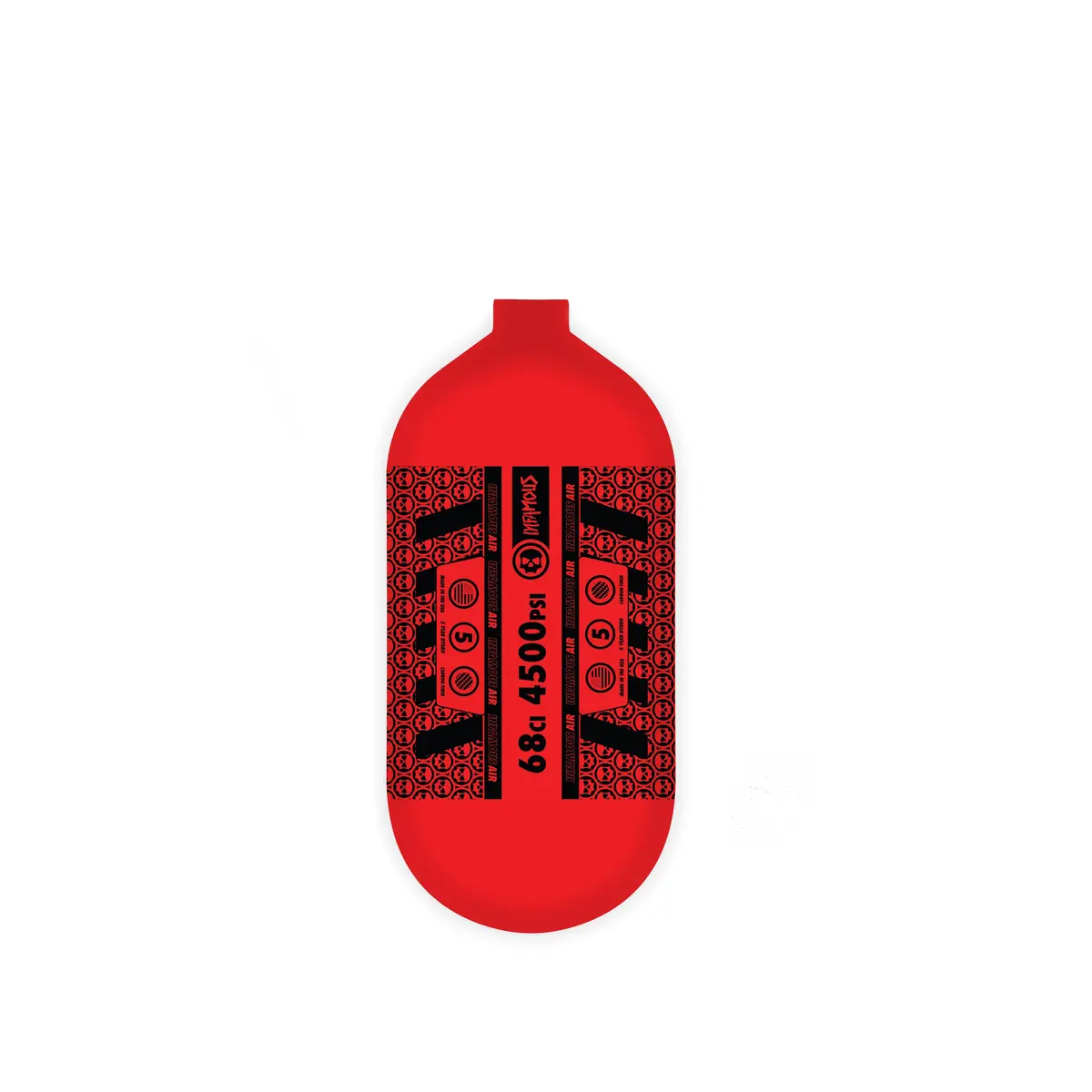 Infamous Air "Skull Squad" Paintball Tank - Bottle Only - Red/Black - 68Ci / 4500Psi 1