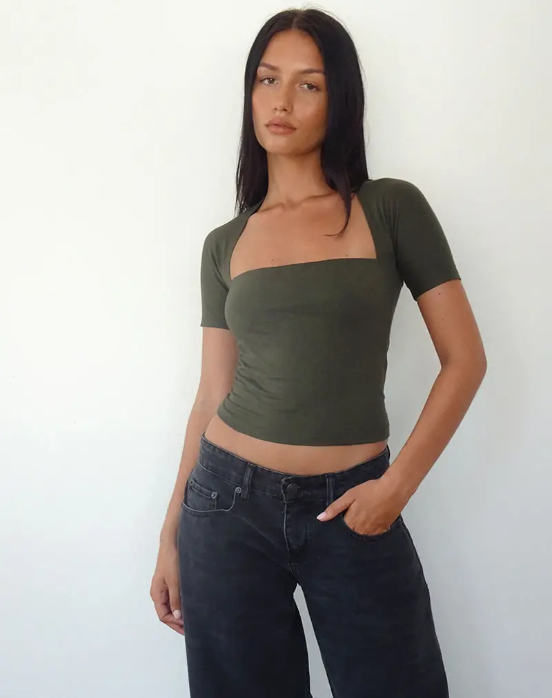 Requa Crop Top In Olive 1