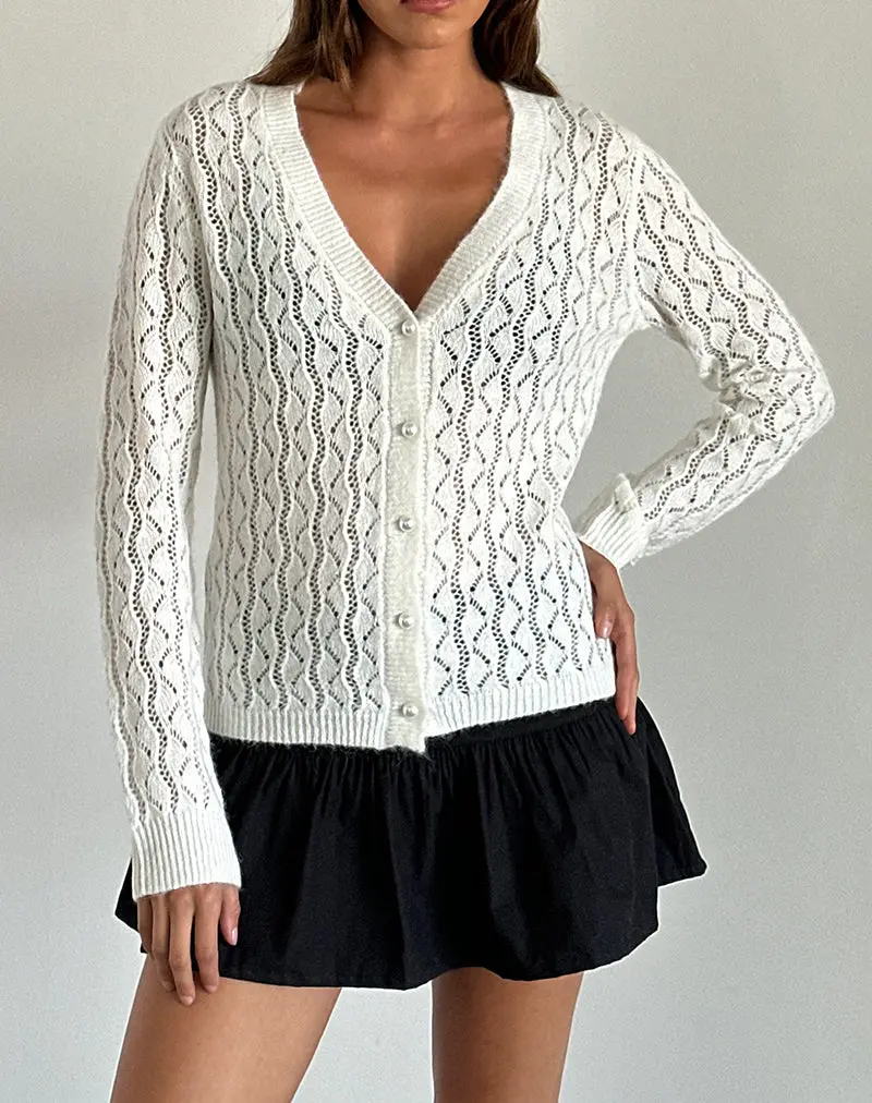 Ricani Open Knit Cardigan In Ivory 1