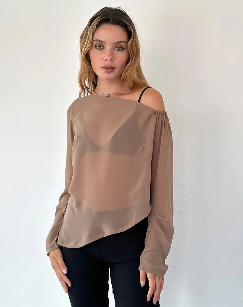 Riot Top In Chiffon Light Brown 1
