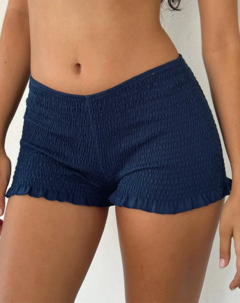 Ritala Shirred Micro Shorts In Navy 1