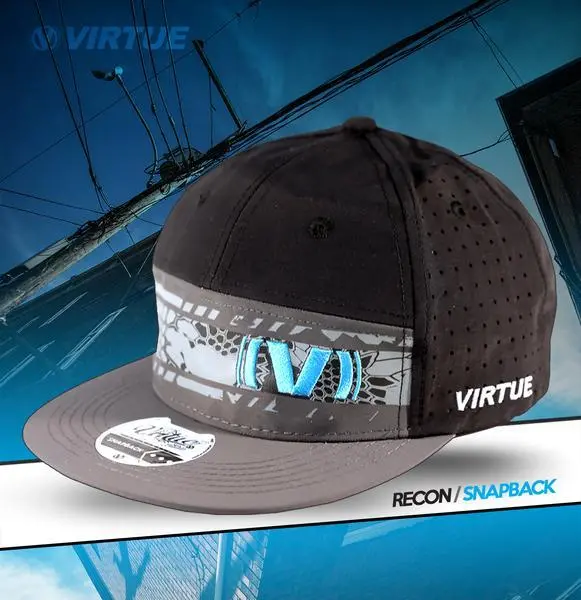Virtue Recon Snapback Hat - Gray / Black / Cyan 1