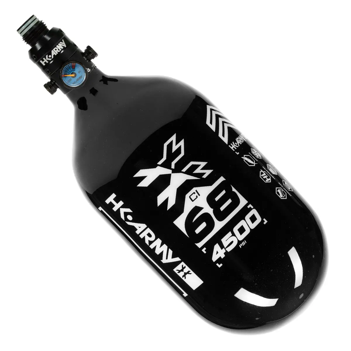 Hk Army "Extra Lite" Carbon Fiber Tank - V2 Pro Reg - Rush - 68/4500 Psi - Black/White 1