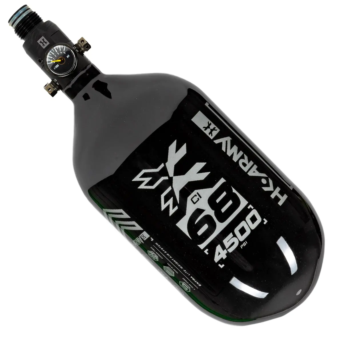 Hk Army "Extra Lite" Carbon Fiber Tank - Standard Reg - Rush - 68/4500 Psi - Black/Grey 1