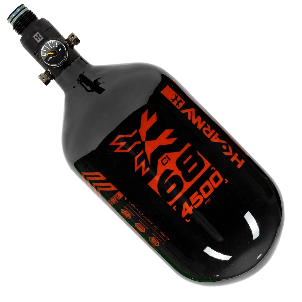 Hk Army "Extra Lite" Carbon Fiber Tank - Standard Reg - Rush - 68/4500 Psi - Black/Red 1