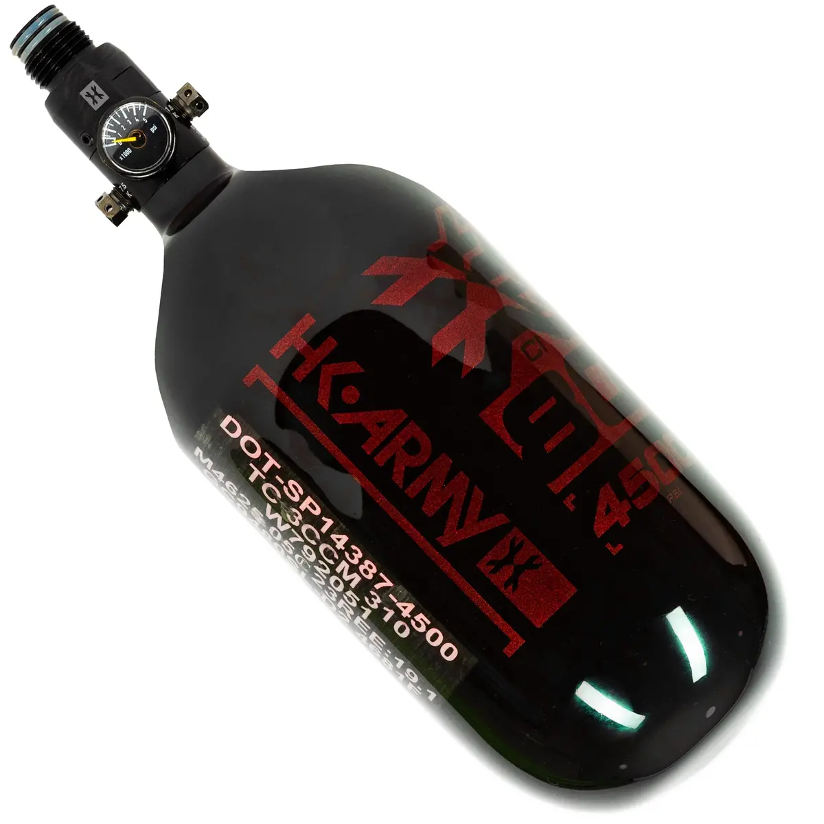 Hk Army "Extra Lite" Carbon Fiber Tank - Standard Reg - Rush - 80/4500 Psi - Black/Red 2