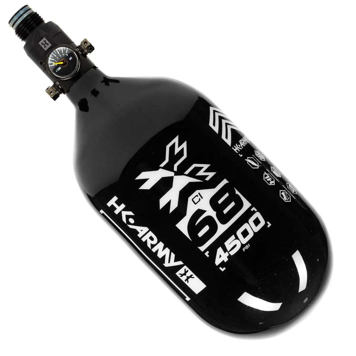 Hk Army "Extra Lite" Carbon Fiber Tank - Standard Reg - Rush - 68/4500 Psi - Black/White 1