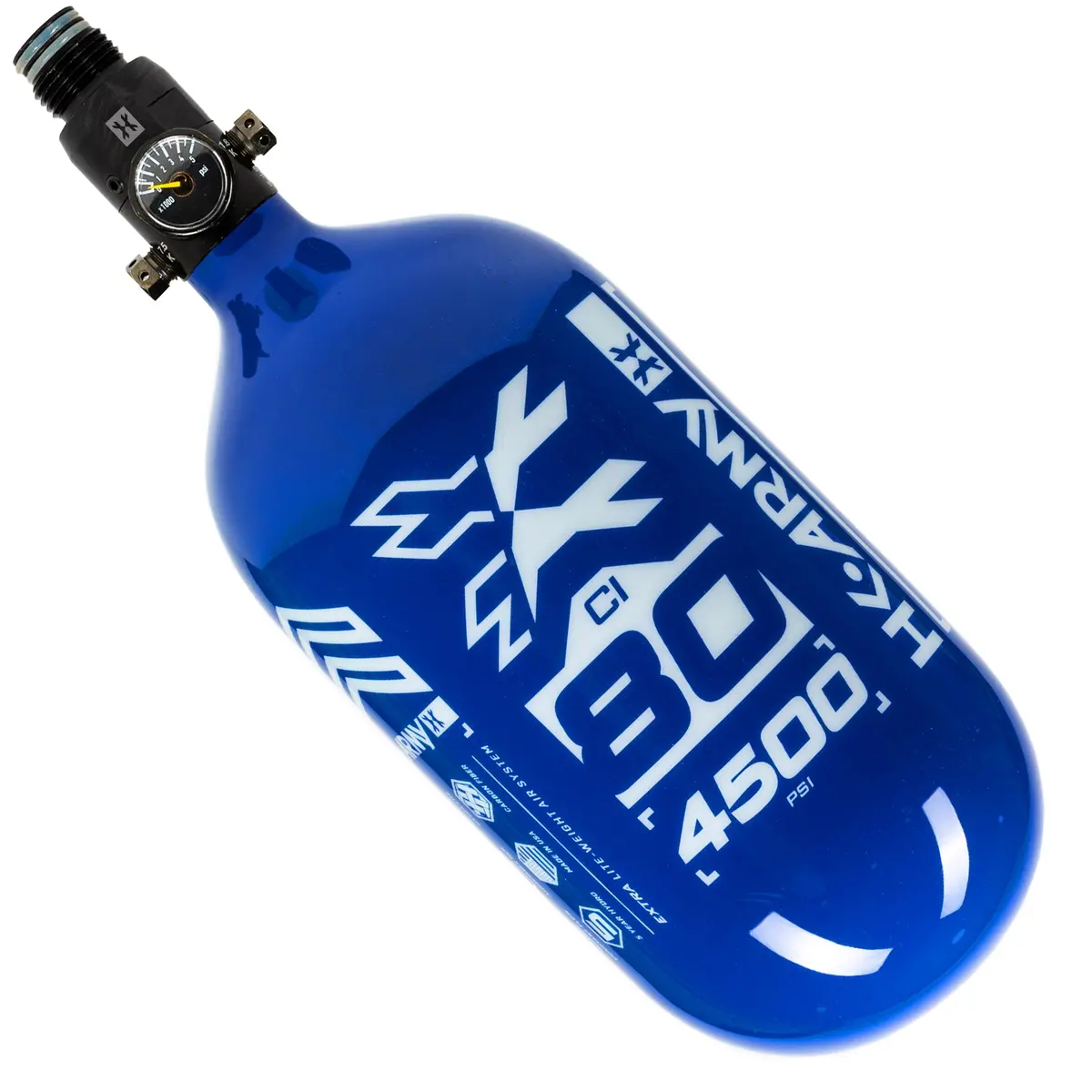 Hk Army "Extra Lite" Carbon Fiber Tank - Standard Reg - Rush - 80/4500 Psi - Blue/White 1