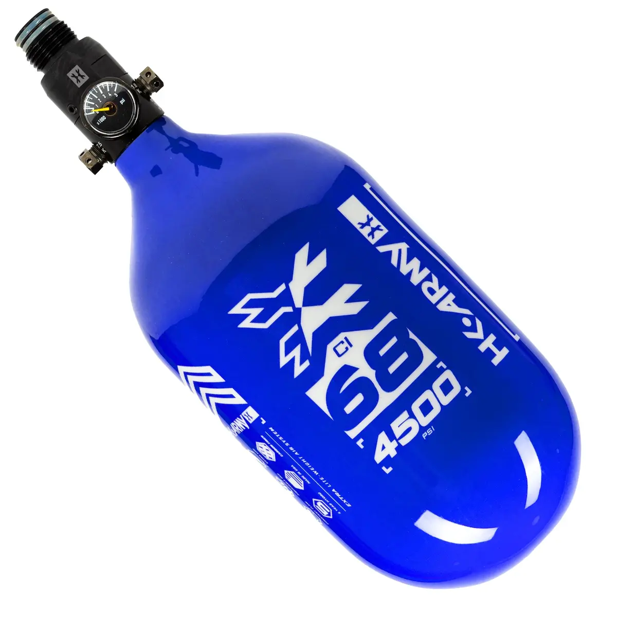 Hk Army "Extra Lite" Carbon Fiber Tank - Standard Reg - Rush - 68/4500 Psi - Blue/White 1