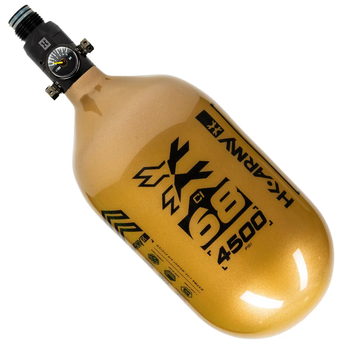 Hk Army "Extra Lite" Carbon Fiber Tank - Standard Reg - Rush - 68/4500 Psi - Gold/Black 1