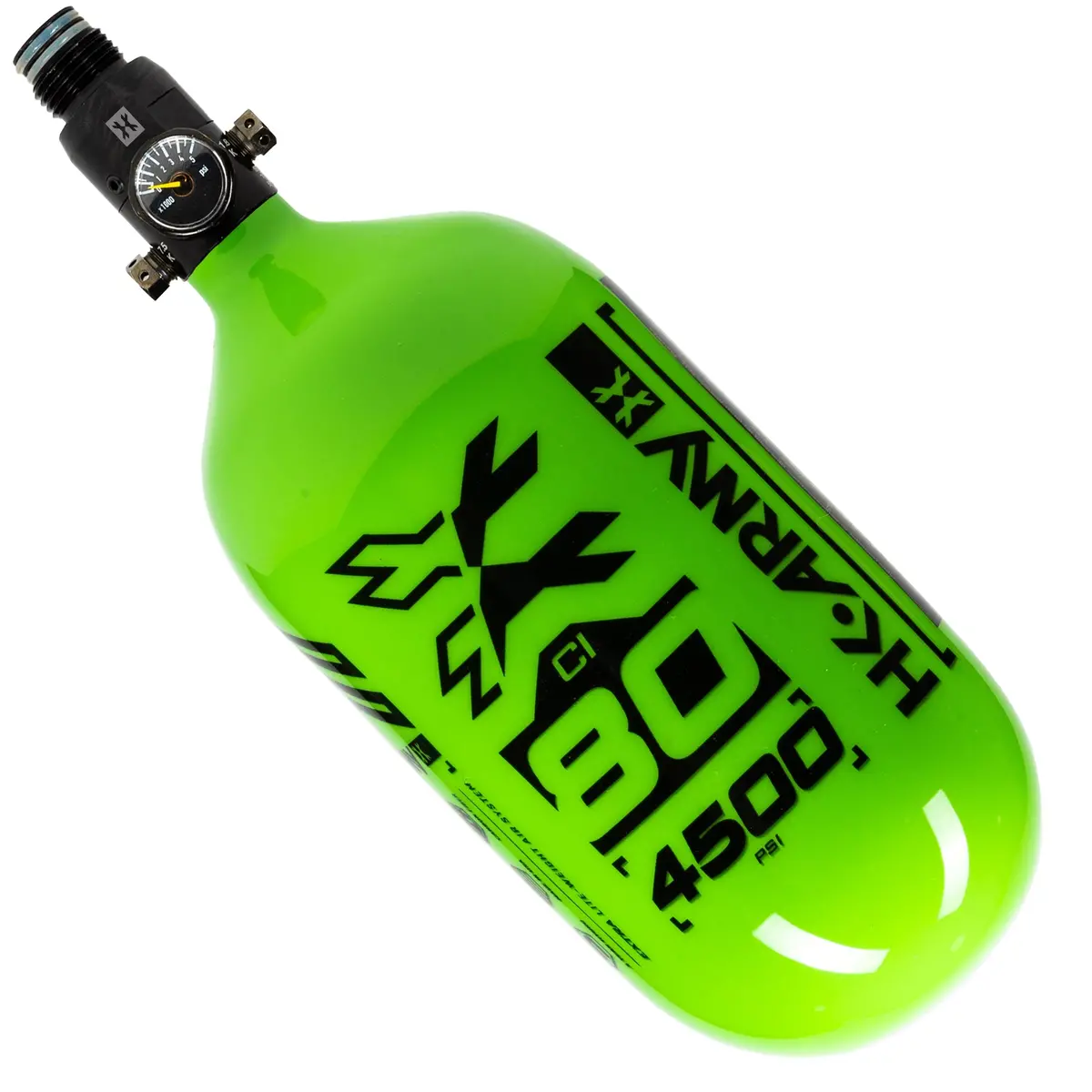 Hk Army "Extra Lite" Carbon Fiber Tank - Standard Reg - Rush - 80/4500 Psi - Neon Green/Black 1