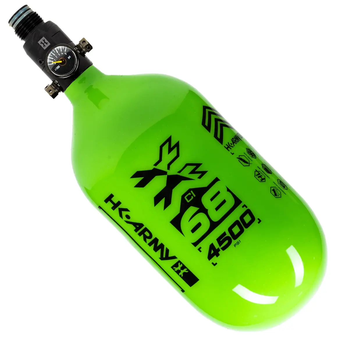 Hk Army "Extra Lite" Carbon Fiber Tank - Standard Reg - Rush - 68/4500 Psi - Neon Green/Black 1