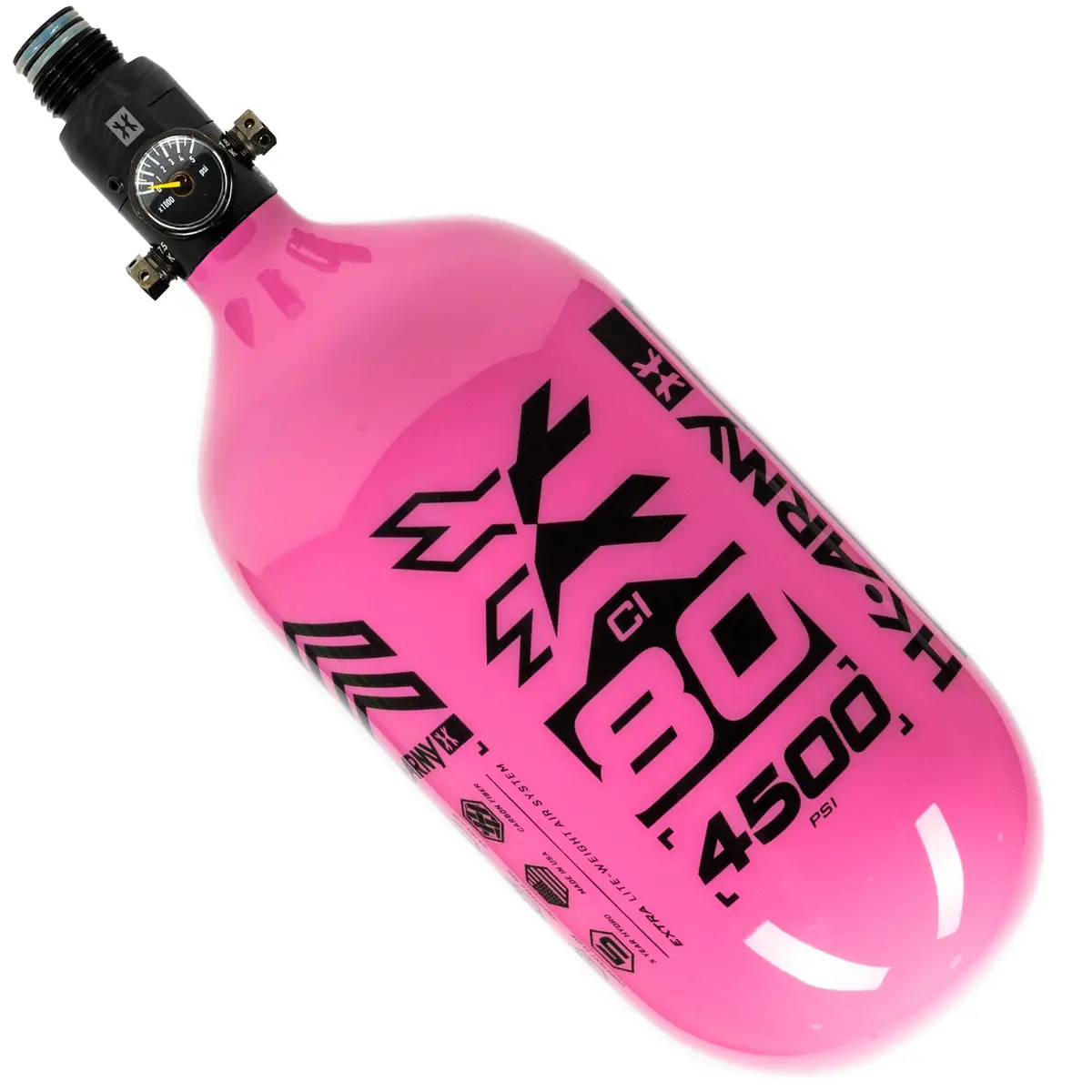 Hk Army "Extra Lite" Carbon Fiber Tank - Standard Reg - Rush - 80/4500 Psi - Neon Pink/Black 1