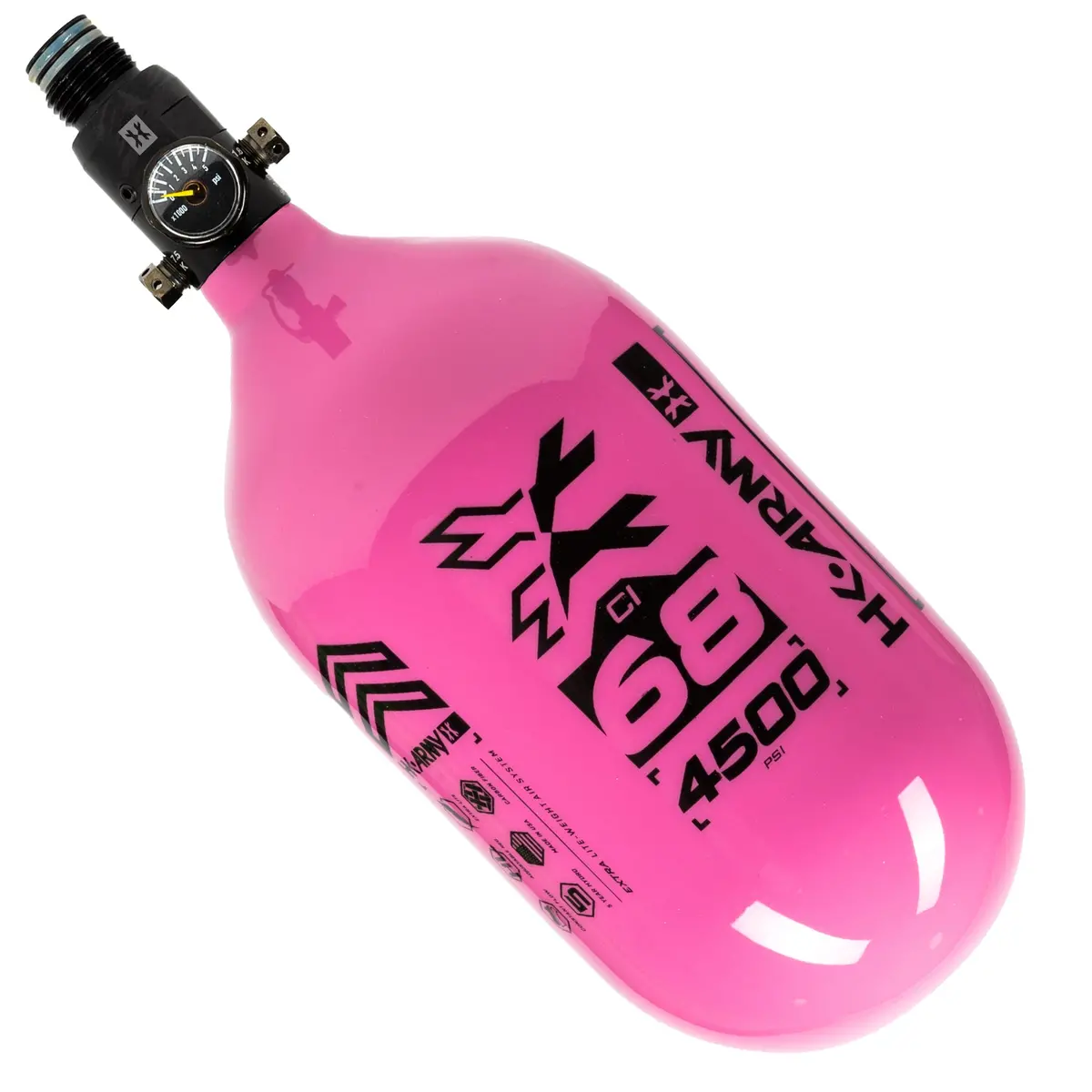 Hk Army "Extra Lite" Carbon Fiber Tank - Standard Reg - Rush - 68/4500 Psi - Neon Pink/Black 1
